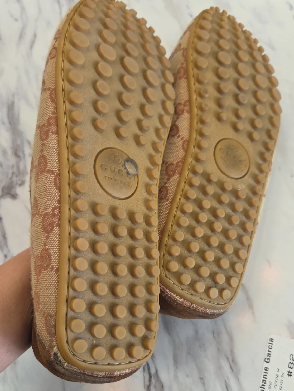 Gucci Brown Monogram Suede Driving Loafers